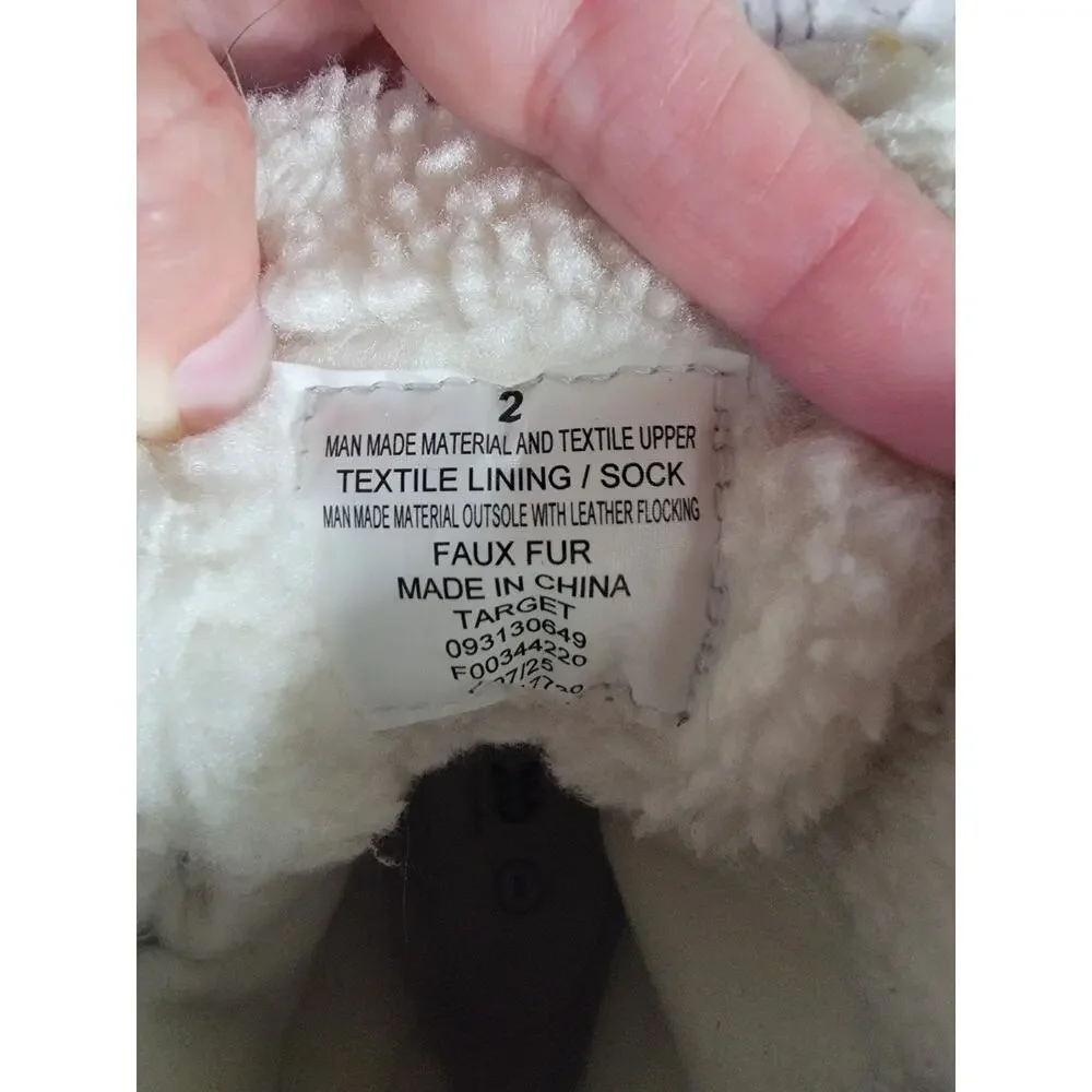 All In Motion Snow Boots Gray Pink with Fur Girls Size 2 Water Proof Thermolite
